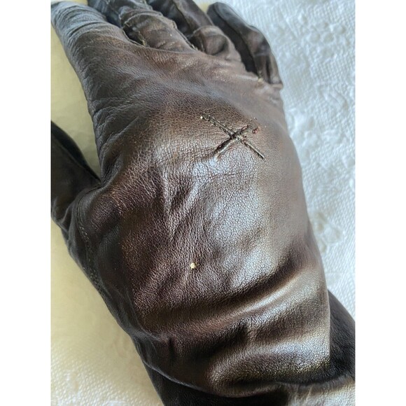 Leather Gloves Vintage Glovers Guild Brown Size 6.5 Made in USA - Picture 3 of 11